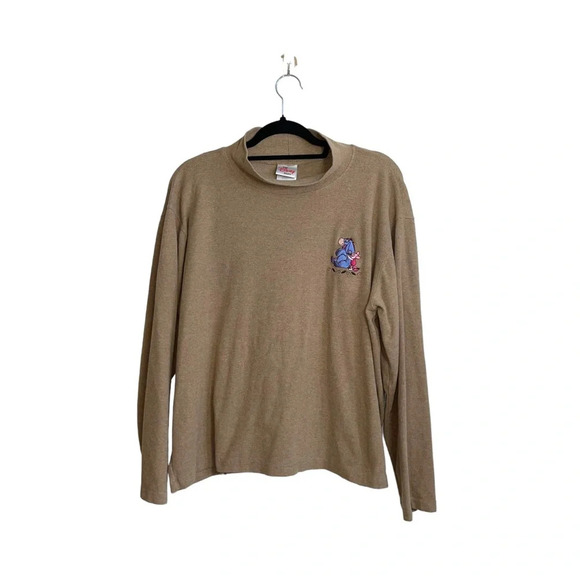 Disney Tan Embroidered Eeyore & Piglet Rib Turtleneck Sweater Xlarge Women’s - Picture 10 of 10